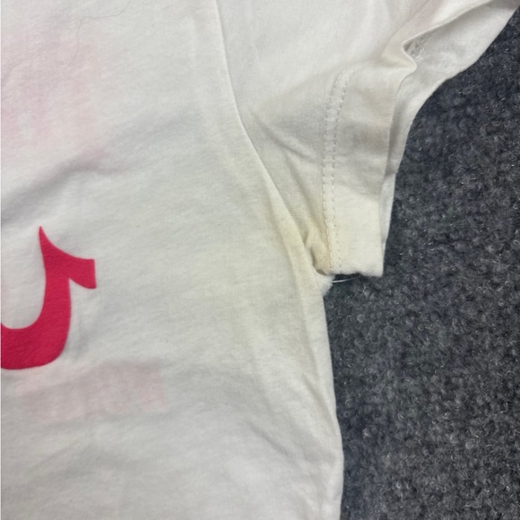 TRUE RELIGION Women’s V-Neck White Pink Logo Shirt size: XS - Picture 5 of 8